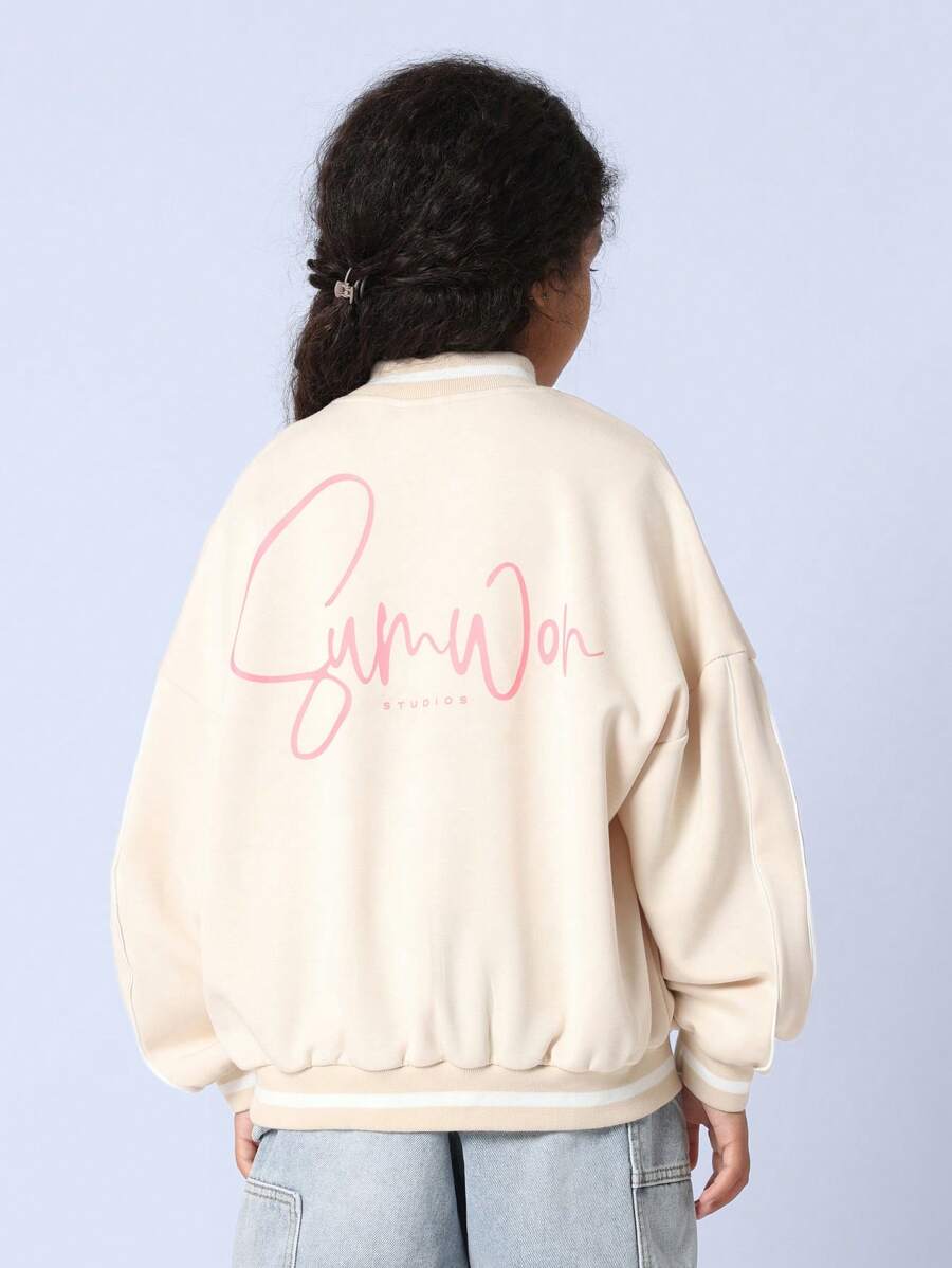 SUMWON Sam Won Studios Varsity Jacke, leichter Druckknopf Jugend Bomberjacke, klassisch athletisch Schule Baseball Frühling Herbst Oberbekleidung