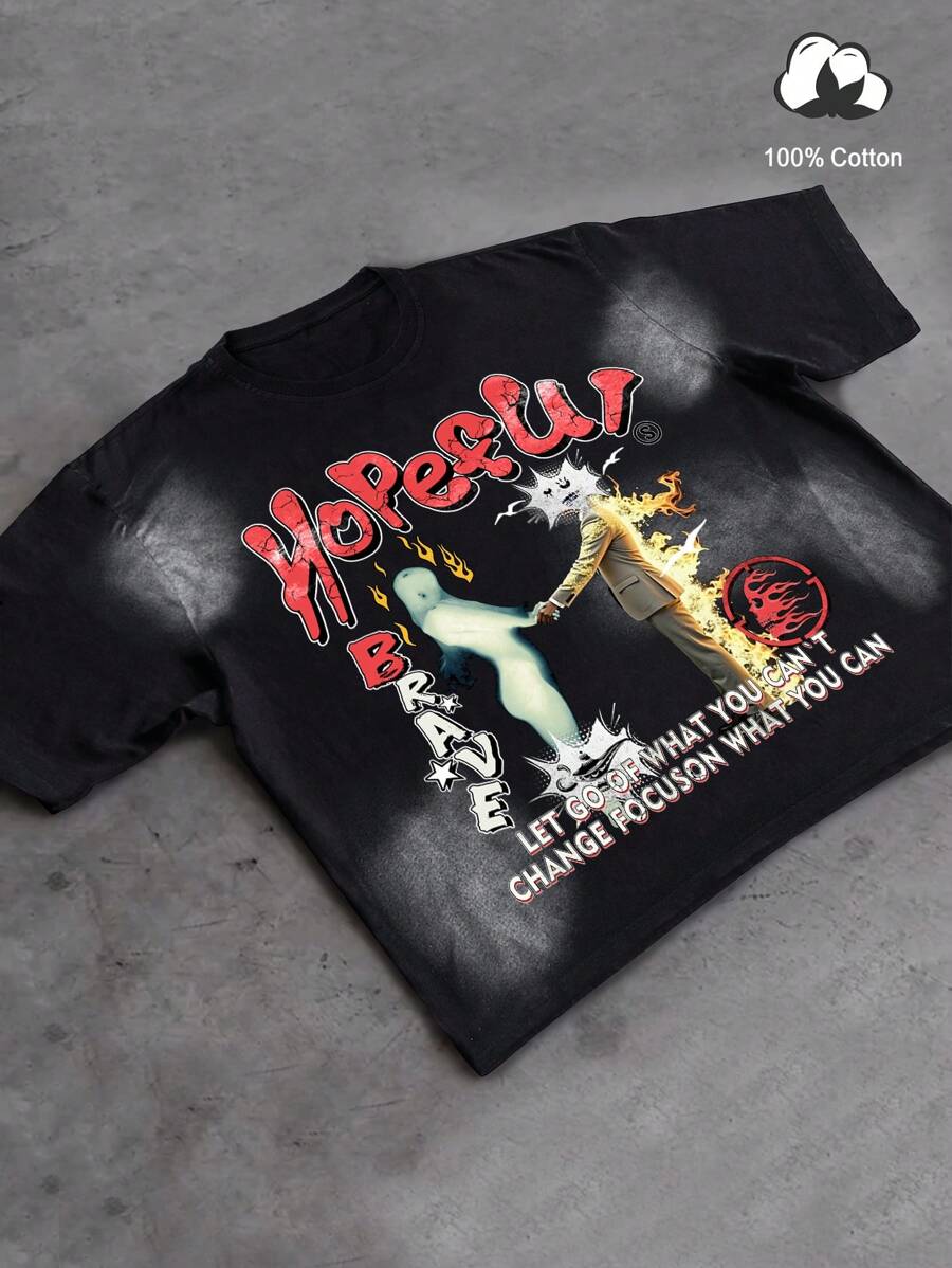 Manfinity EMRG Men's Casual Graphic Text Print Short Sleeve T-Shirt