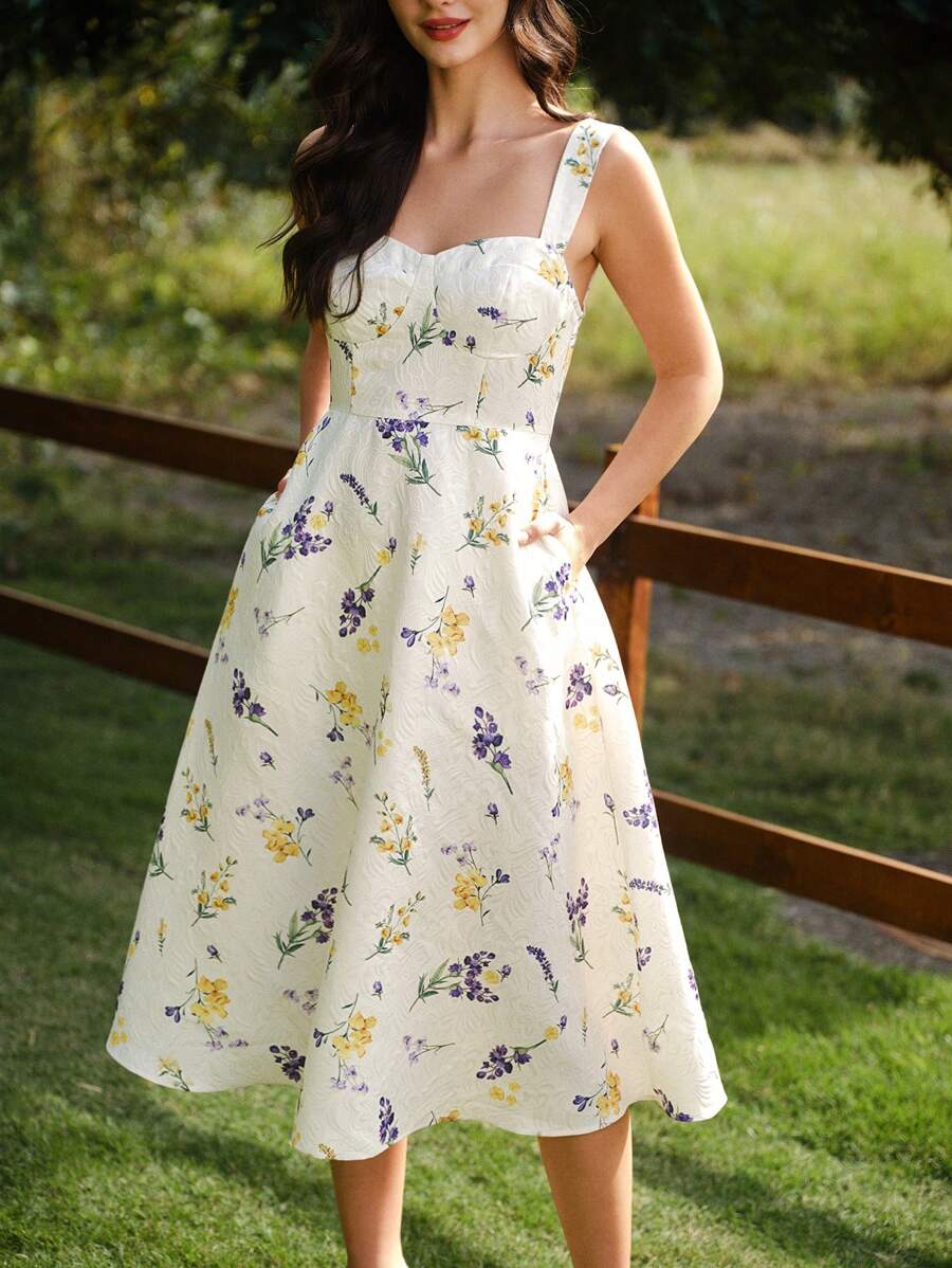 Vintamour Vintage Elegant Women's Dress With Pockets Jacquard Casual Holiday Floral Dress Women Summer Outfits For Women Vacation Outfits Woman White Dress Summer Dresses For Women White Dresses For Women Corset Birthday Dresses For Women Wedding Guest Dress Women Easter Spring Dresses For Women Summer Clothes Spring Outfits For Women Easter Dress Women Birthday Outfits For Women Spring Break Sun Dresses For Women Elegant Dresses For Women