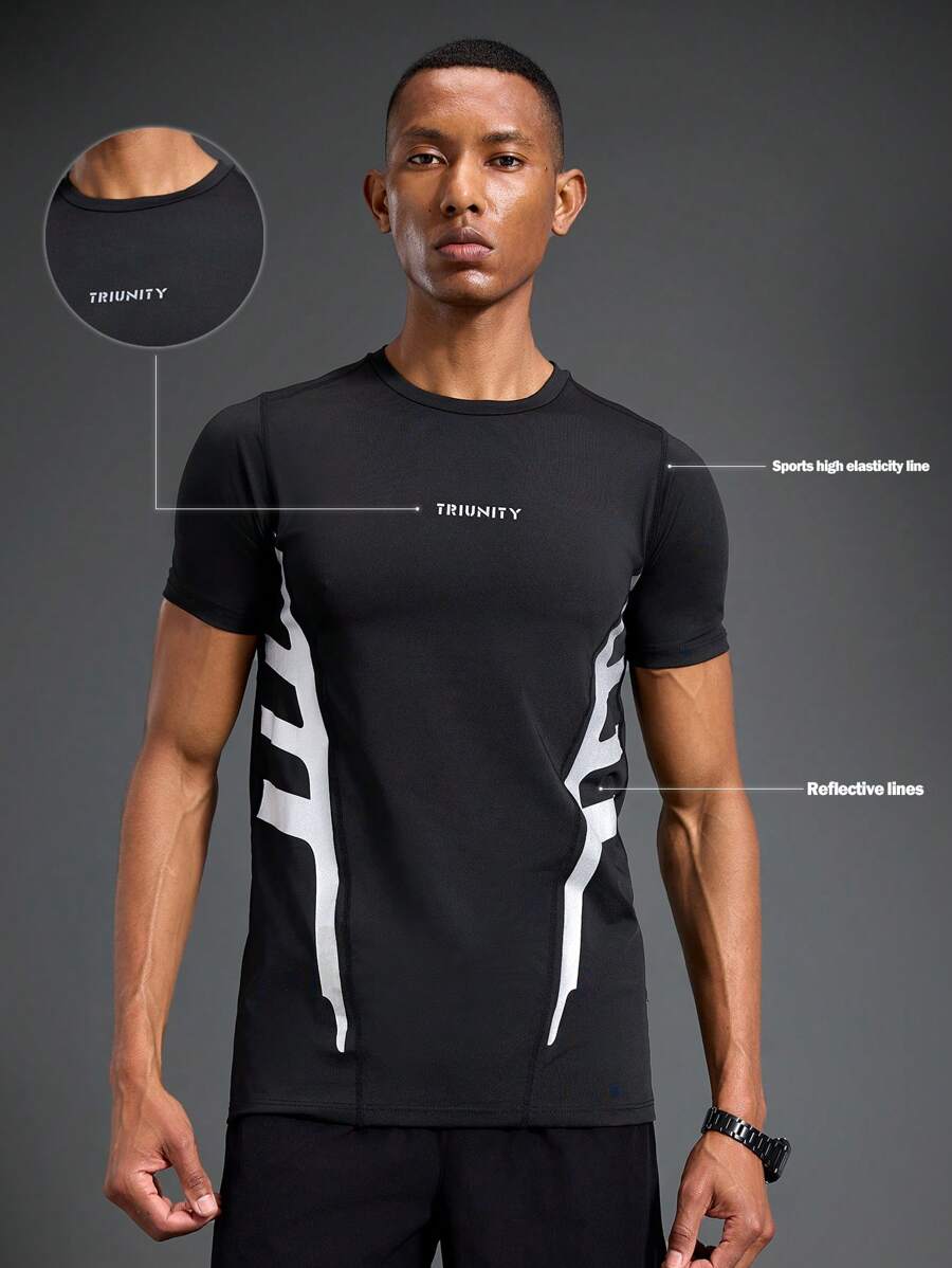 Manfinity Sport Polished 1 Set Men's Crew Neck Short Sleeve Letter Print Casual Sports T-Shirt & Vest Minimalist Design Sleeve Workout Muscle Fit T-Shirt