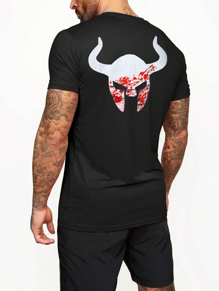 Manfinity Sport Corelite Men's Graphic Printed Round Neck Short Sleeve Sports T-Shirt