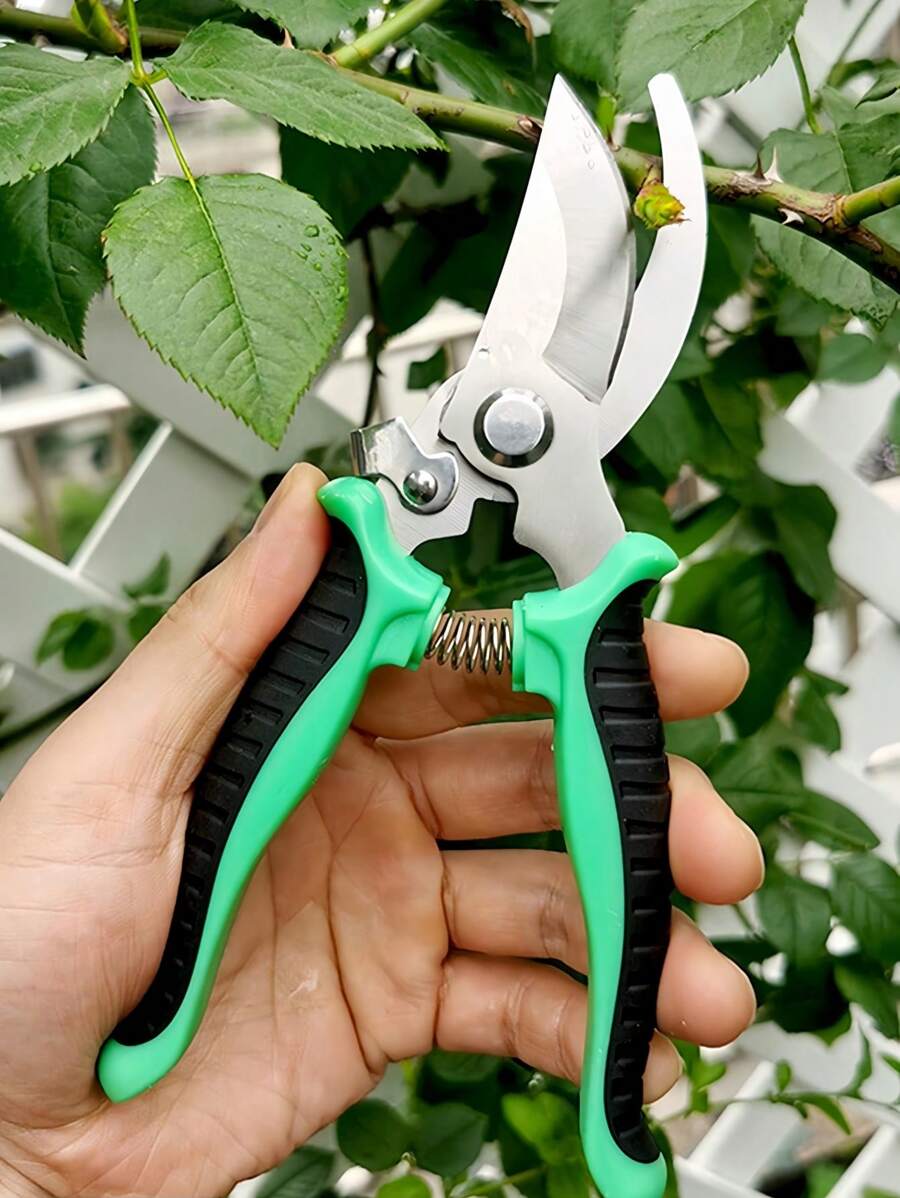 SHEIN 1pc Stainless Steel Branch Shears, Garden Scissors For Outdoor Easy Carry Multi-Functional Scissors(Yellow Orange Green)