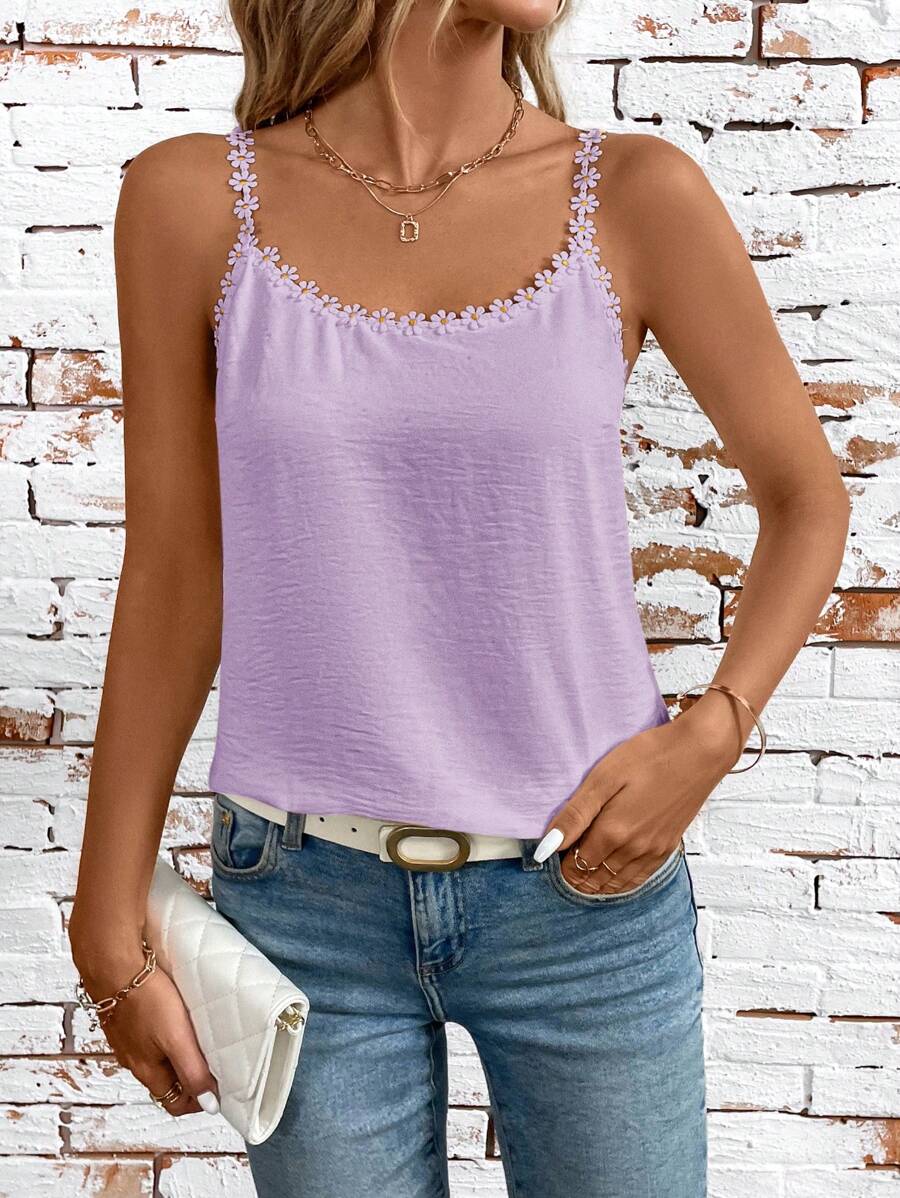 SHEIN Clasi Floral Decor Summer Camisole, Casual Minimalist Style For Everyday Wear