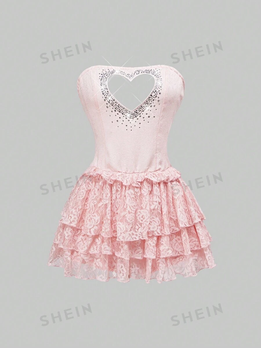 ROMWE Kawaii Falda mini sexy con silueta de corazón para el Día de San Valentín
