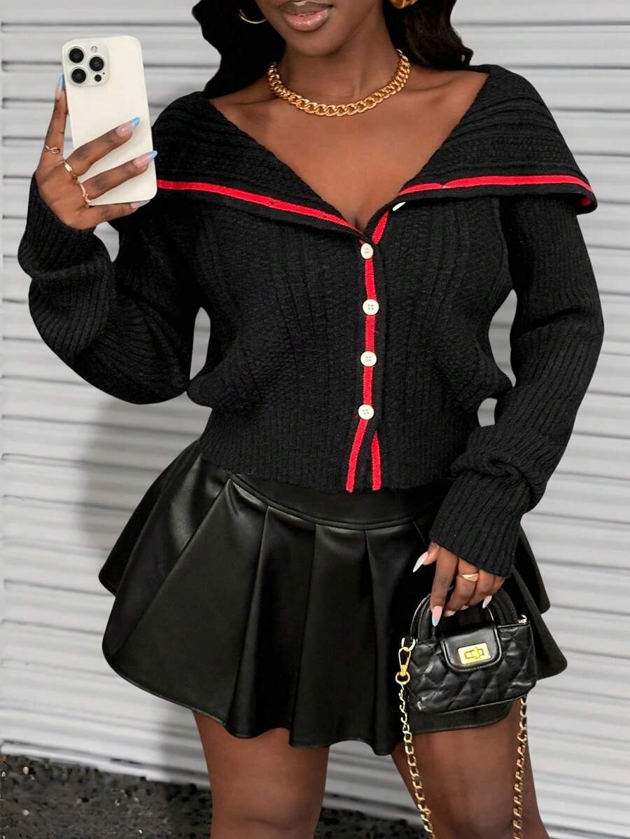 BamGleam Women's Cardigans, Women's Sweaters, Cardigans, Knitted Cardigans, Women's Tops, Long Sleeves, One Collar, Pink Striped Buttons, Regular Sexy Fit, Friends' Parties, Autumn And Winter Styles, Winter Women's Clothing