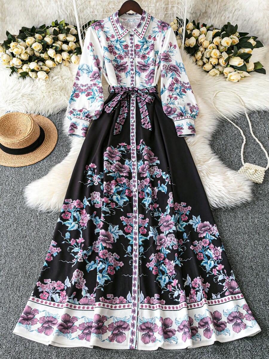 SHEIN Clasi Robe imprimée florale au style élégant de palais