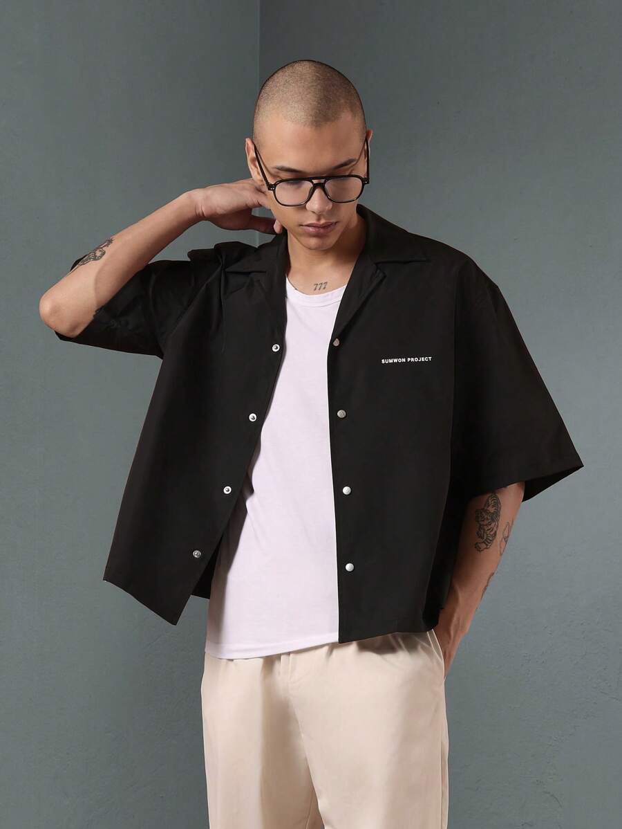 SUMWON Project Streetwear Boxy Fit Button-Up Shirt Urban Casual Short Sleeve Lightweight Summer Spring Oversized Designer Contemporary Fashion Basic Essential