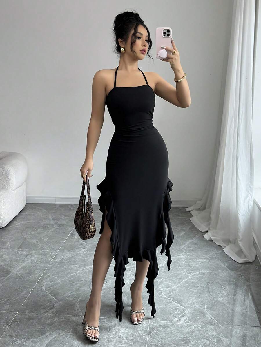 INAWLY Abito midi casual da donna, semplice e alla moda per uso quotidiano