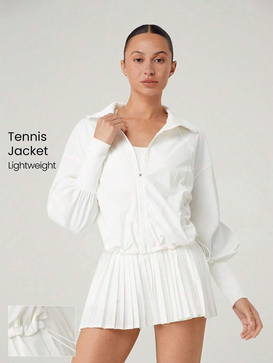 GLOWMODE VitalSwift Sweat-Wicking Quick-Dry Tennis Ribbed Cuffs Adjustable Hem Jacket Workout Running Training Tennis