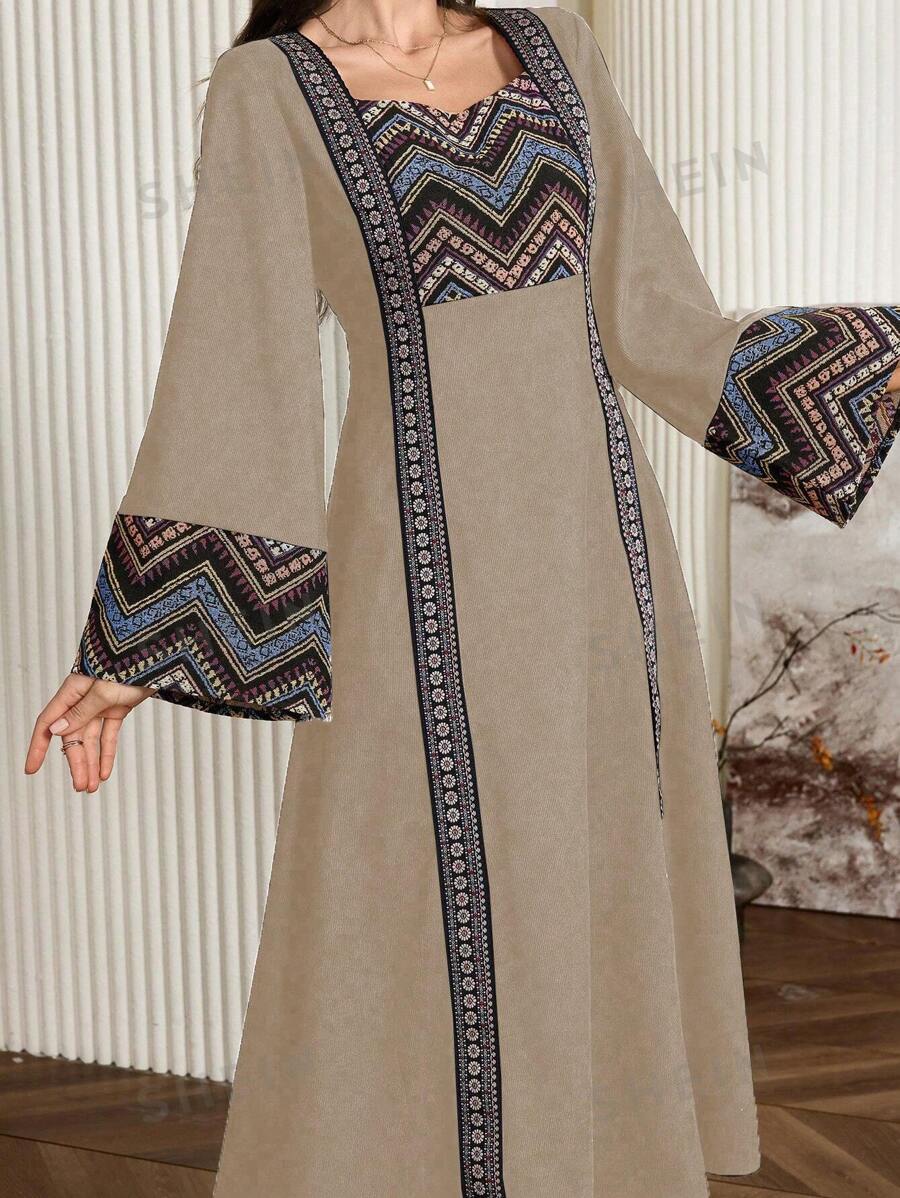 Al Najma Vestido largo y modesto estilo turco y abaya tradicional árabe para mujer, Vestido largo y elegante tipo A-line y jalabiya, para fiesta de noche/invitada de boda/aniversario