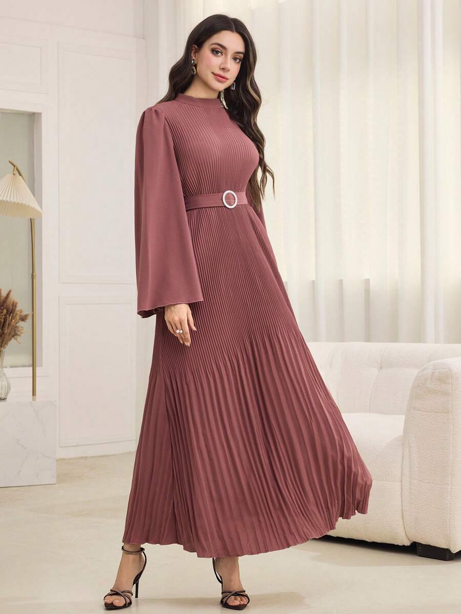 Graceveil Eenvoudige V-hals Flare Mouw Lange Casual Jurk voor Dames