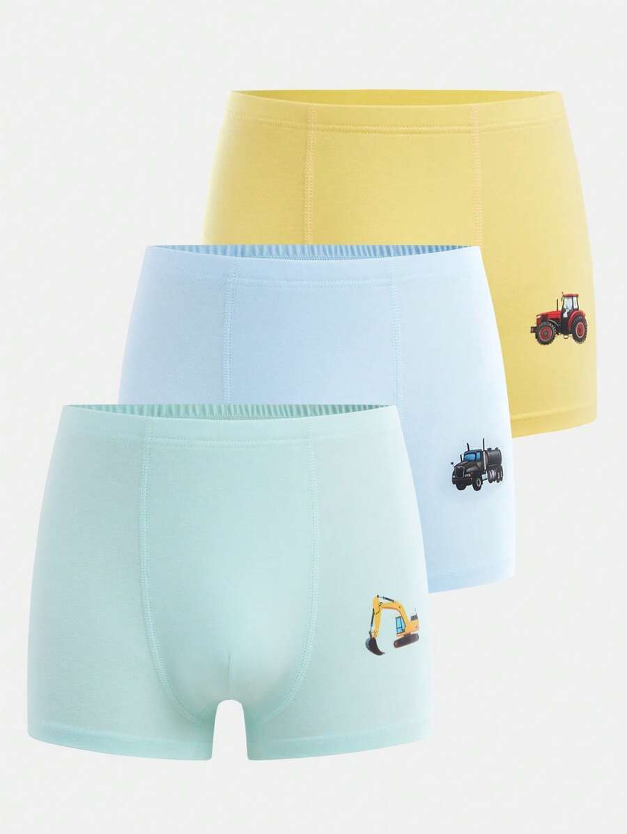 Set de 3 calzoncillos de algodón cómodos de color liso para niños