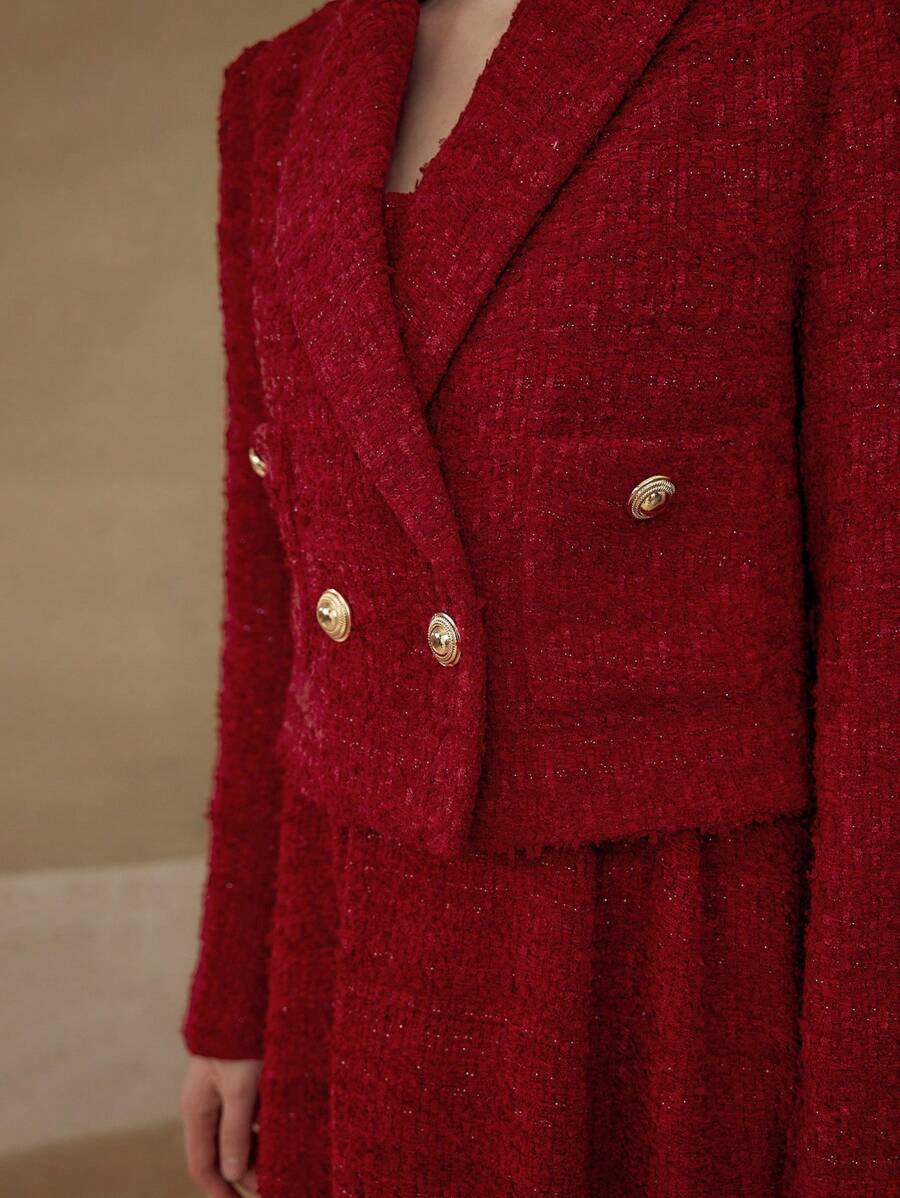 MOTF PREMIUM DOUBLE BUTTON TWEED BLAZER