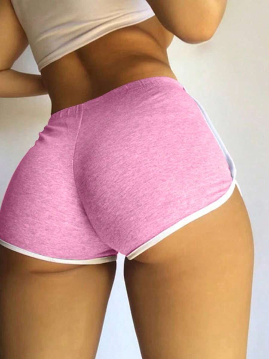 INAWLY Plus Size Color Blocking Skinny Sexy Shorts, Minimalist & Fashionable Casual Everyday Wear