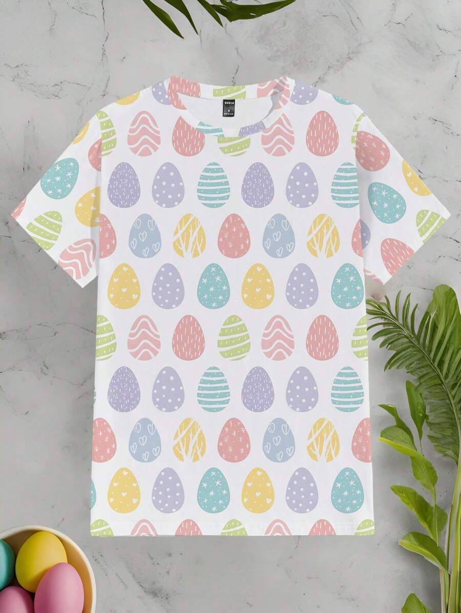 Manfinity Homme Easter Egg Allover Print Standard Size Men's Casual T-Shirt