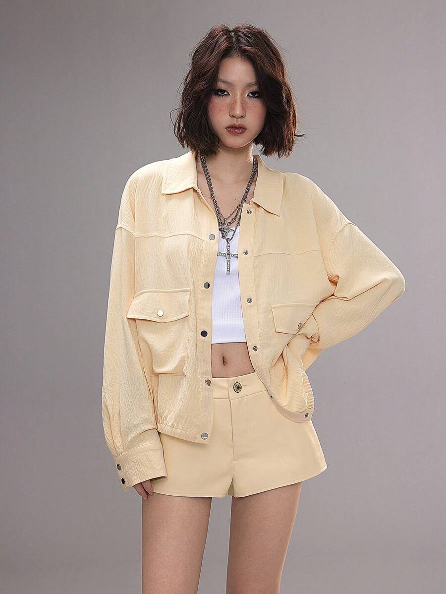 Coolane Koszule damskie wiosenno-letnie Grunge Y2K Couple Same Style Textured Coat
