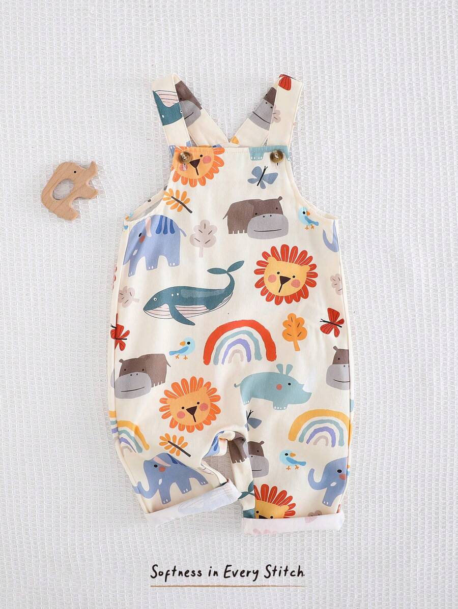 Cozy Pixies Baby Boy Floral Graphic Bib Jumpsuit And Pants Casual Versatile Set