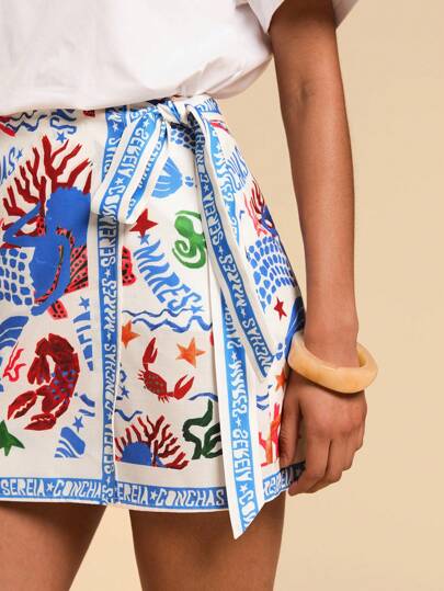 Travachic Women's Tropical Ocean Print Wrap Skirt: Summer Vacation Beachwear Summer Skirts For Women,Vacation Outfits Woman