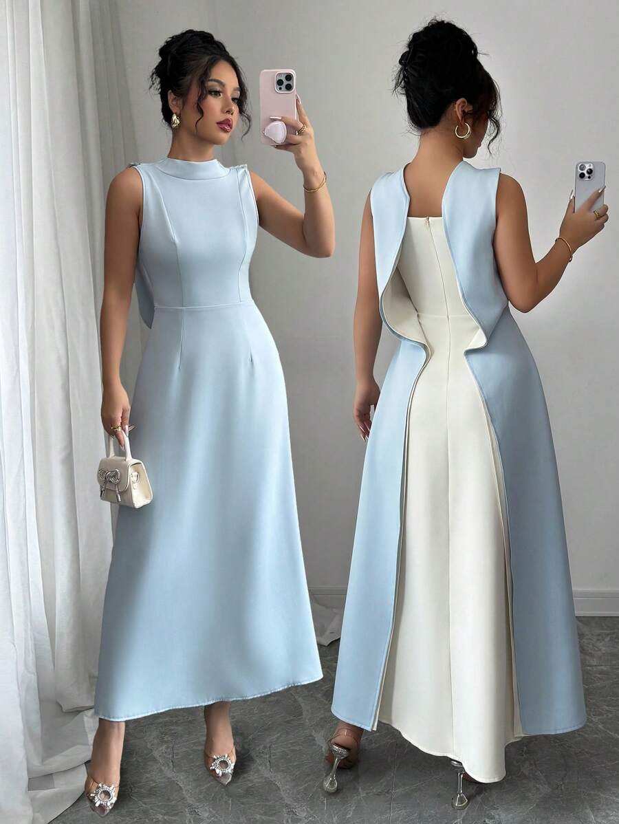 Elenzga Vestido casual sin mangas con volantes y parches, para mujer, para ocio, hogar y exterior