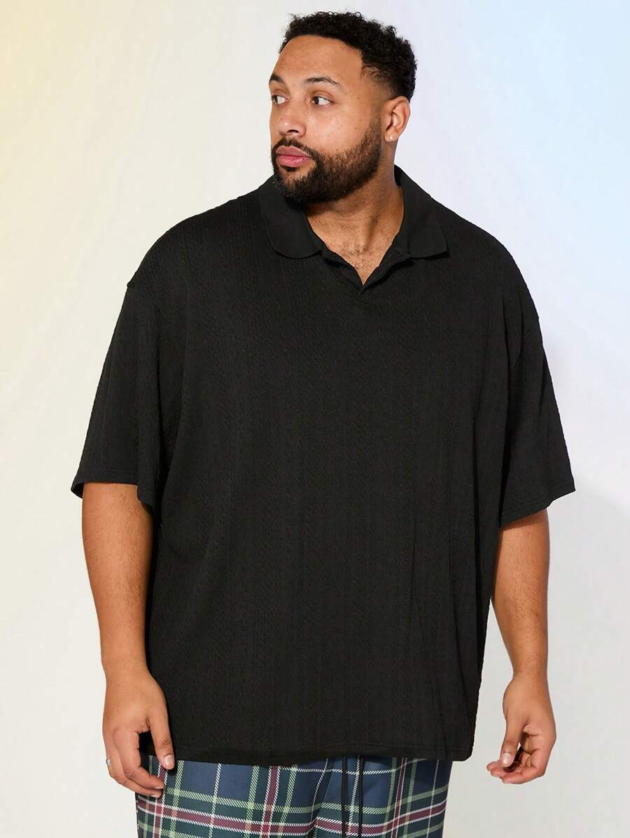 Manfinity NXTstreet Camisa polo de manga corta holgada y casual de punto para hombre de talla grande
