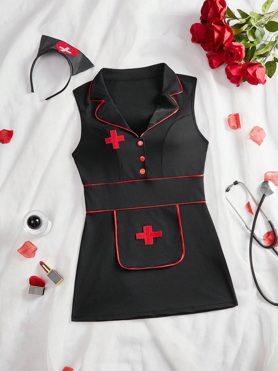Disfraz sencillo de moda casual para uso diario de niña adolescente (Vestido + Tocado)