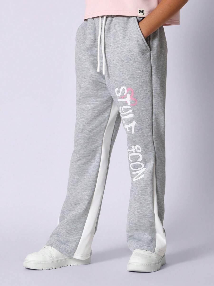SUMWON Pantalón de chándal deportivo con estampado gráfico lateral, en felpa suave, ropa de estar por casa casual, estilo urbano, con elástico en los tobillos, para jóvenes y adolescentes, escuela, deporte, invierno