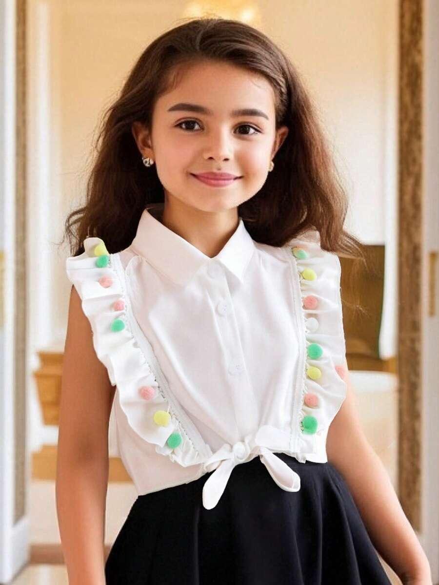 Chemise décontractée simple sans manche pour jeunes filles