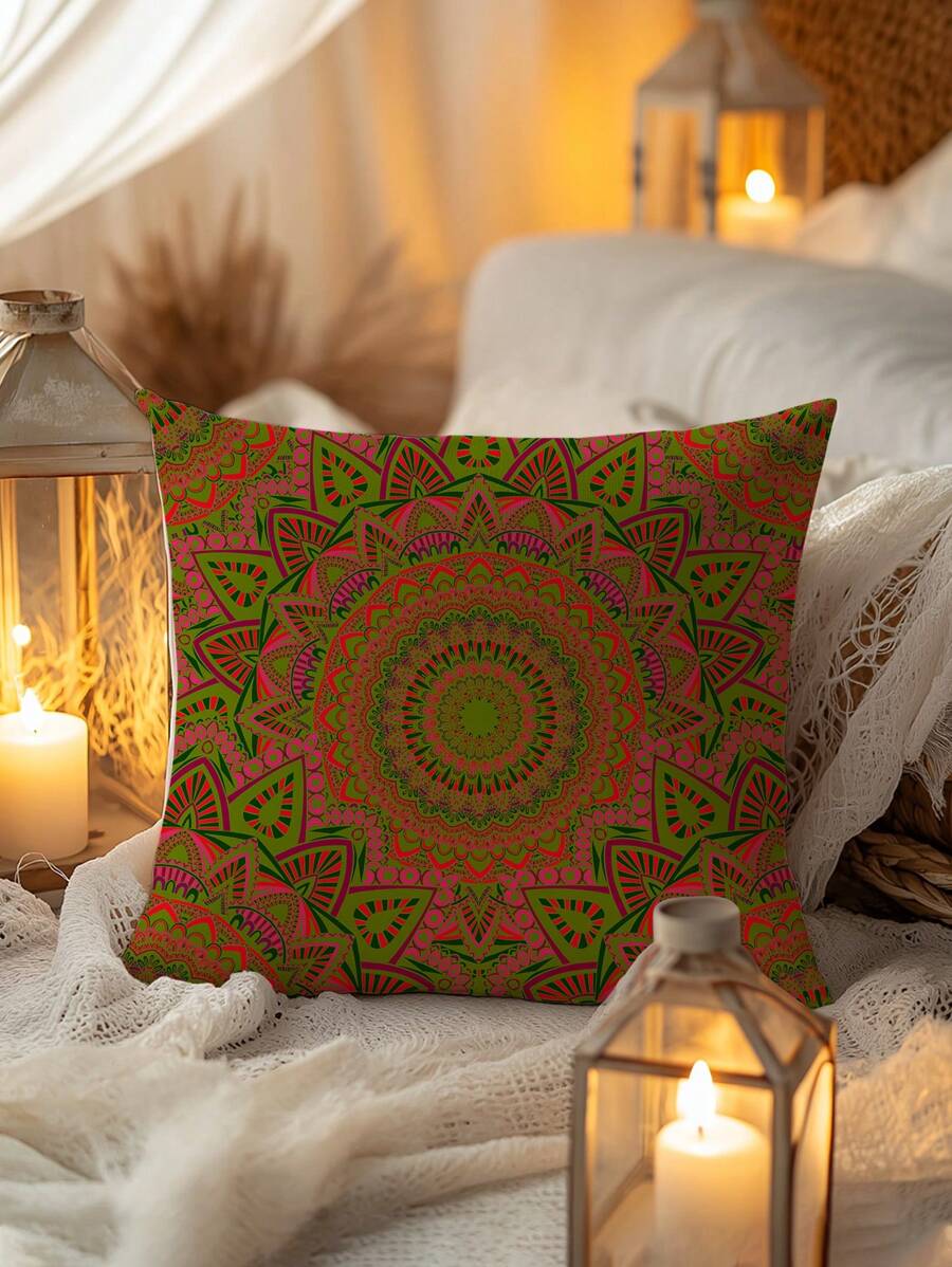 1 funda de almohada con estampado de estilo bohemio sin relleno de almohada, adecuada para la sala de estar, el sofá, el cabecero del dormitorio, ambiente decorativo