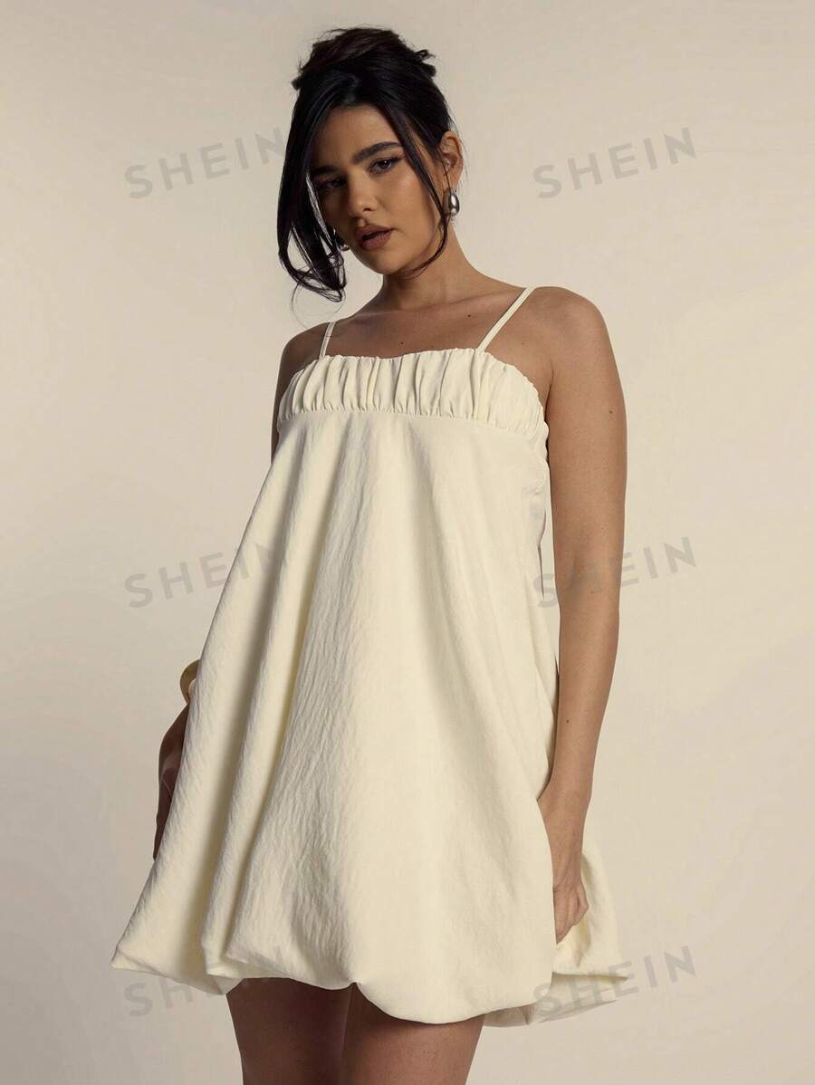MUSERA Vestido mini elegante y lindo con tirantes de espagueti, volantes y busto drapeado para primavera y verano, ideal para vacaciones