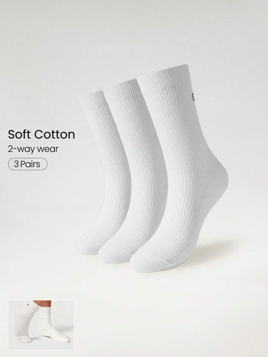 GLOWMODE GLOWMODE 3 Pairs Just Relax Ribbed Tube Socks Gym