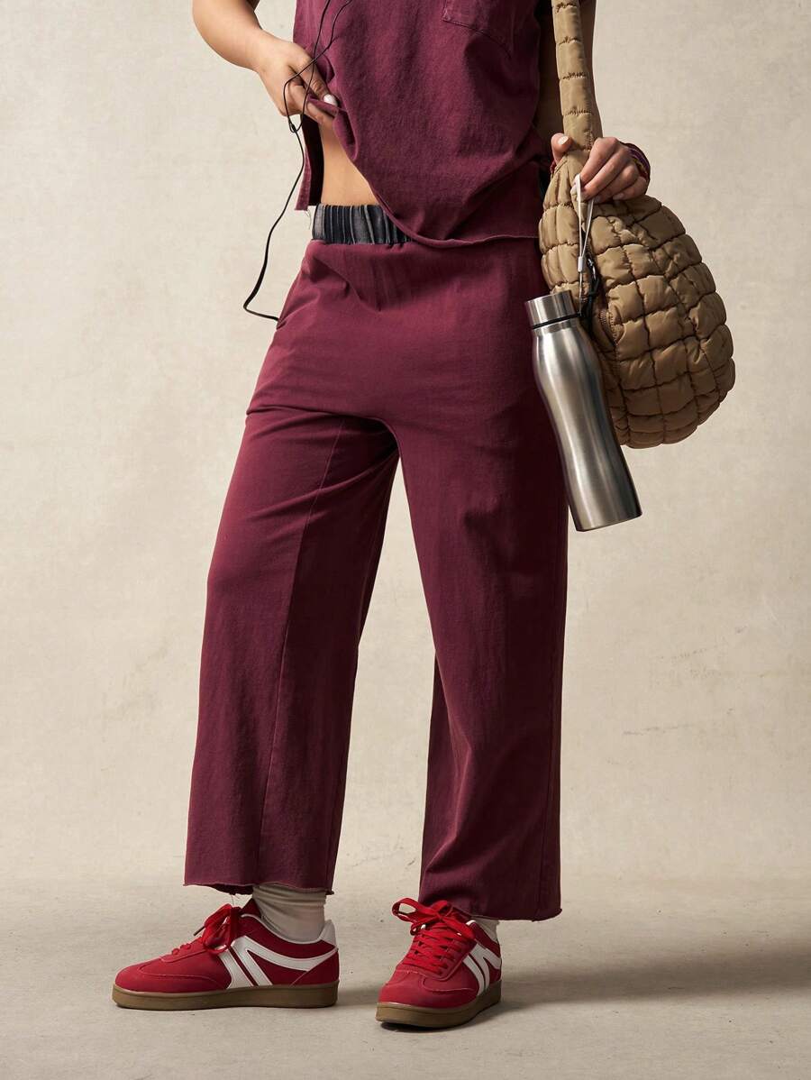 VARSITIE Damen unifarbene lockere Sportshosen, minimalistisch und modisch für den Alltag