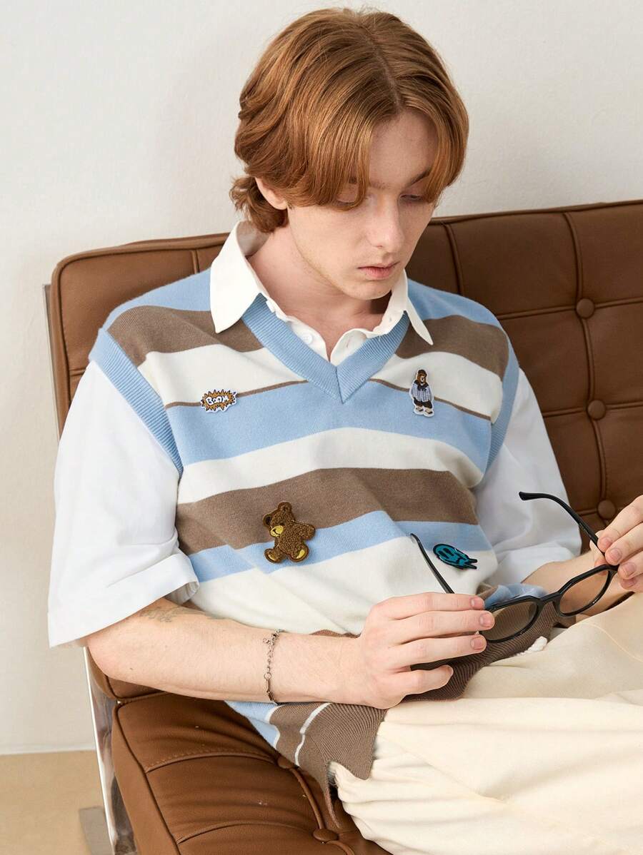 SWAVVY Camiseta sin mangas casual holgada de punto para hombre, use cotidiano a la moda para jóvenes