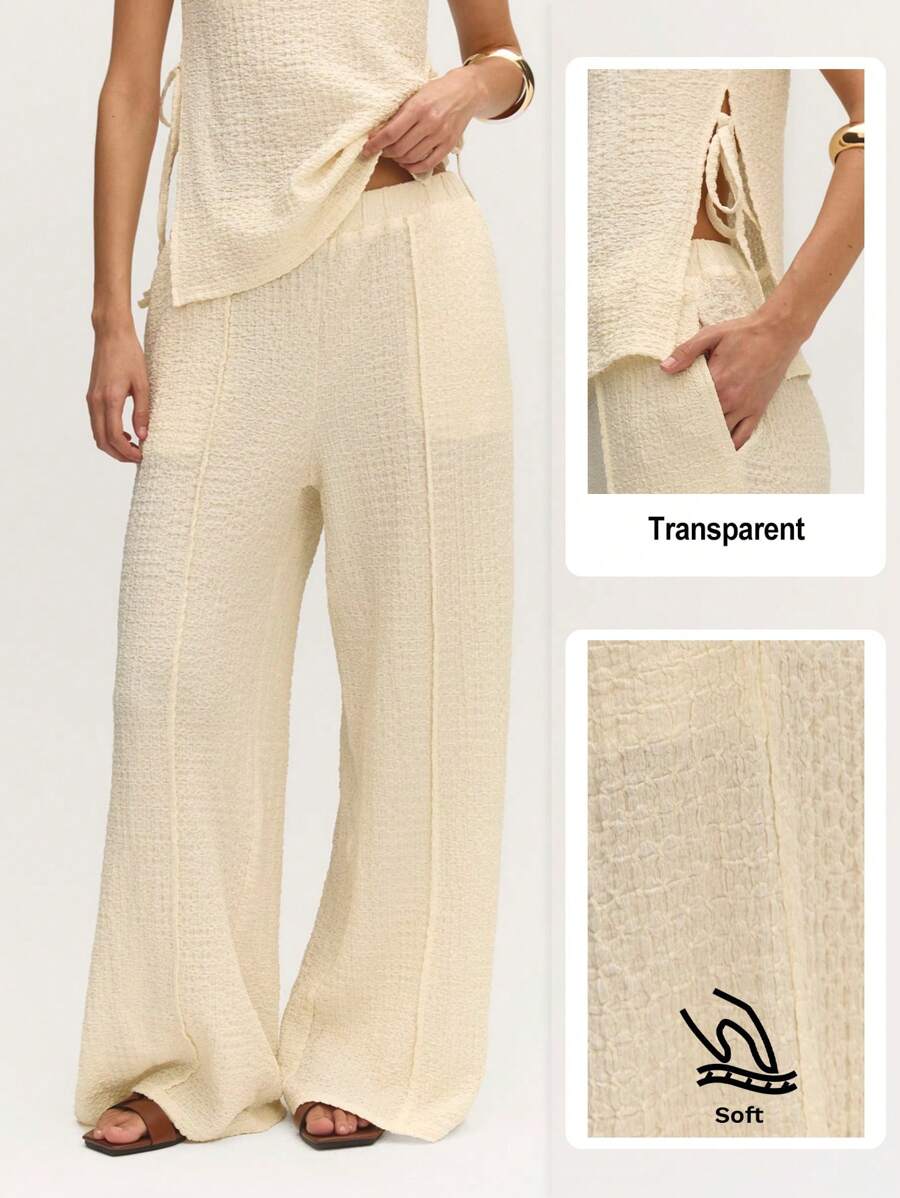 Nöista Pantalones texturizados con estilo. Nuestros pantalones texturizados de pierna ancha ofrecen comodidad ceñida y estilo con una cintura elástica para un ajuste acogedor.