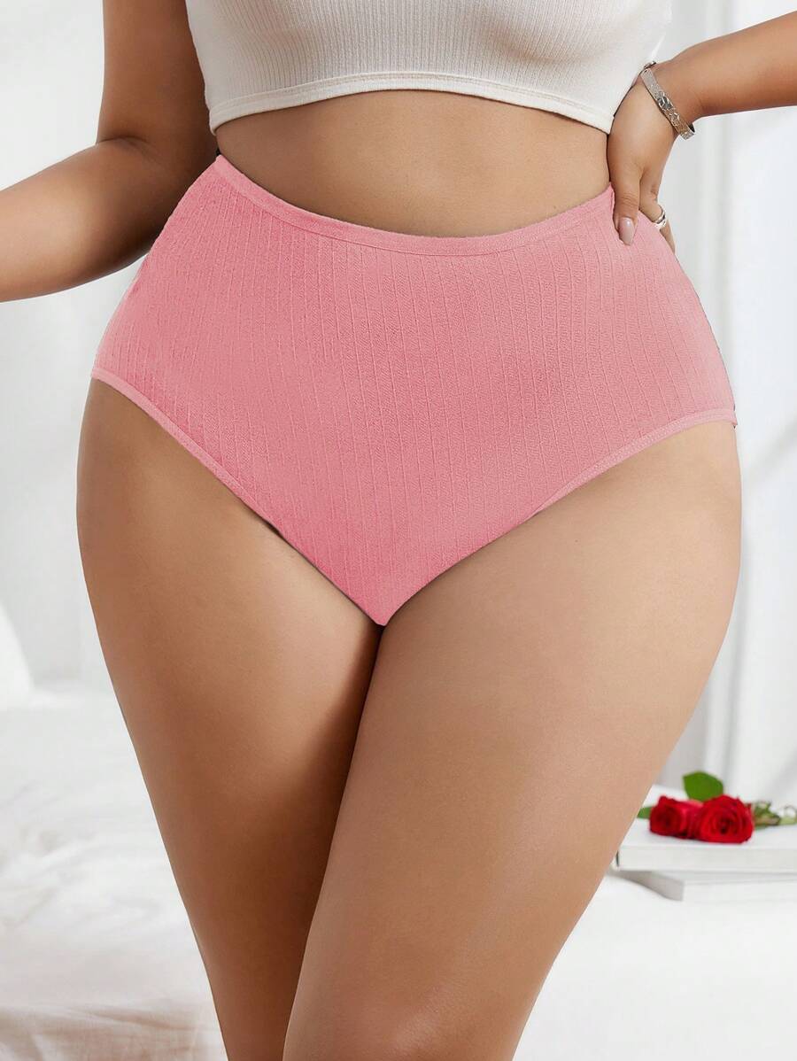 1 pieza Pantis de talla grande de unicolor con cintura alta