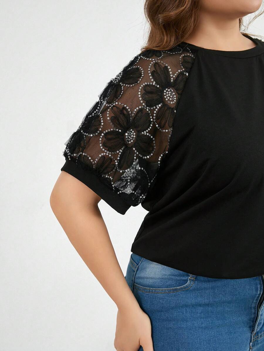 SHEIN Essnce Camiseta sin mangas de mujer talla grande de primavera y verano, estilo casual y holgado, cómoda para el uso diario, con bordado tridimensional y diamantes, atuendos de verano para mujer, ropa de iglesia para mujer, top brillante, blusas para curvas