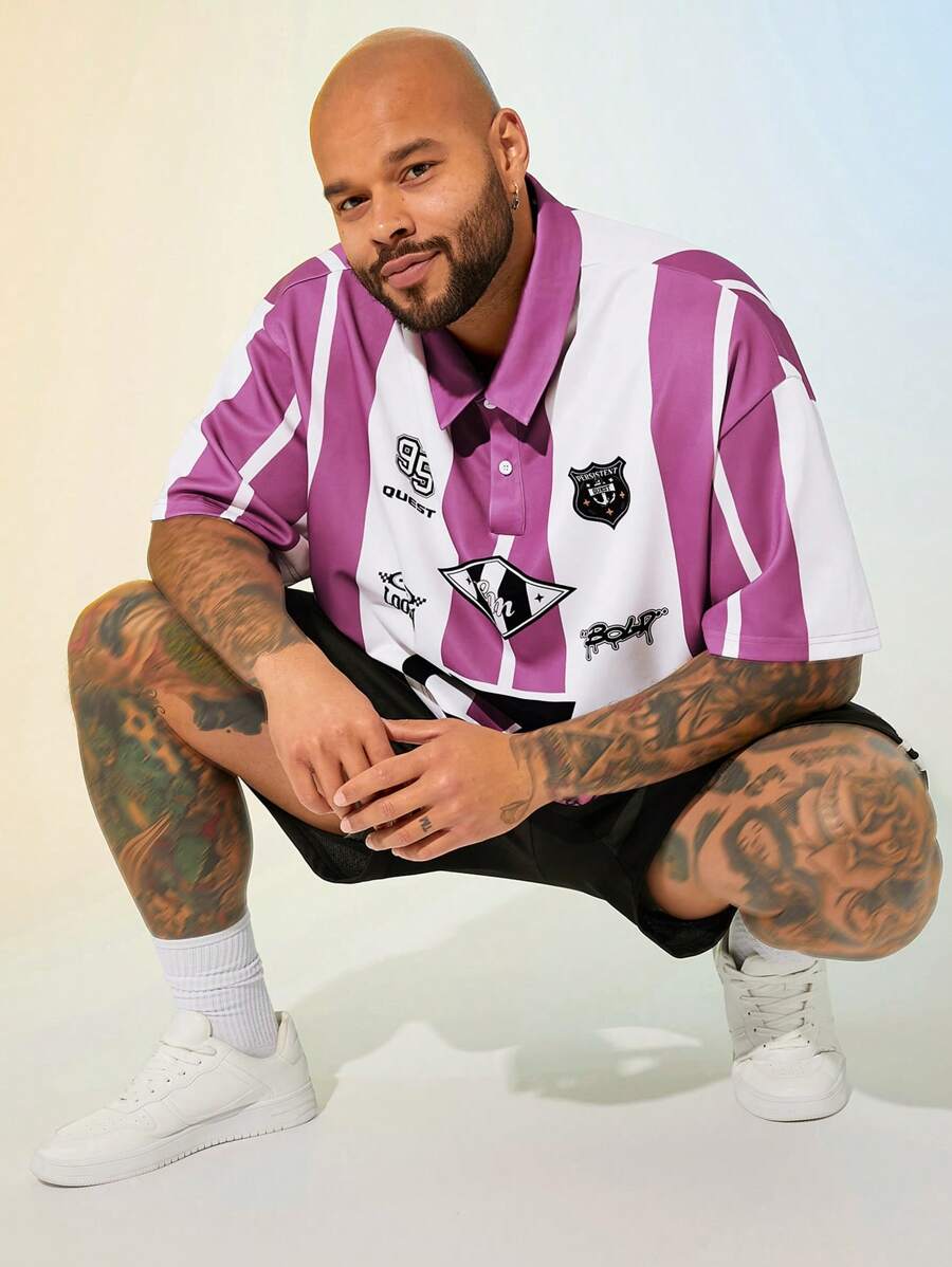 Manfinity NXTstreet Camisa polo de punto de manga corta casual y holgada talla grande para hombres