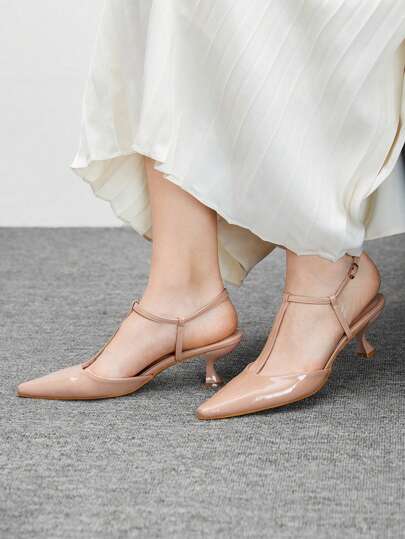 CUCCOO BIZCHIC Shiny Patent Leather Pointed Toe Ankle Strap Flats, Fashion Classic Comfortable Versatile Casual Wear, Office, Dating, Party, Holiday, Wedding Appropriate Spring Shoes Spring Break Easter