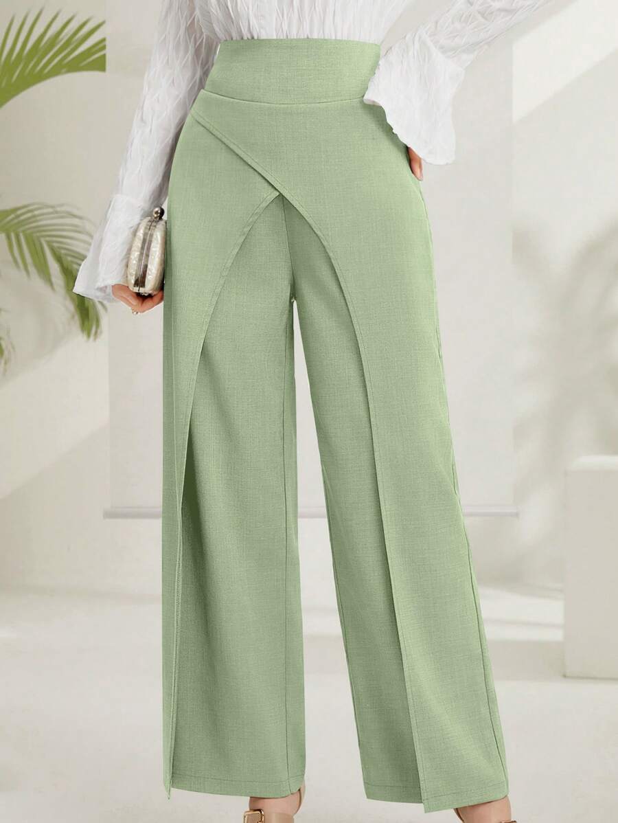 Mulvari Effen kleur hoge taille uitlopende elegante broek voor dames