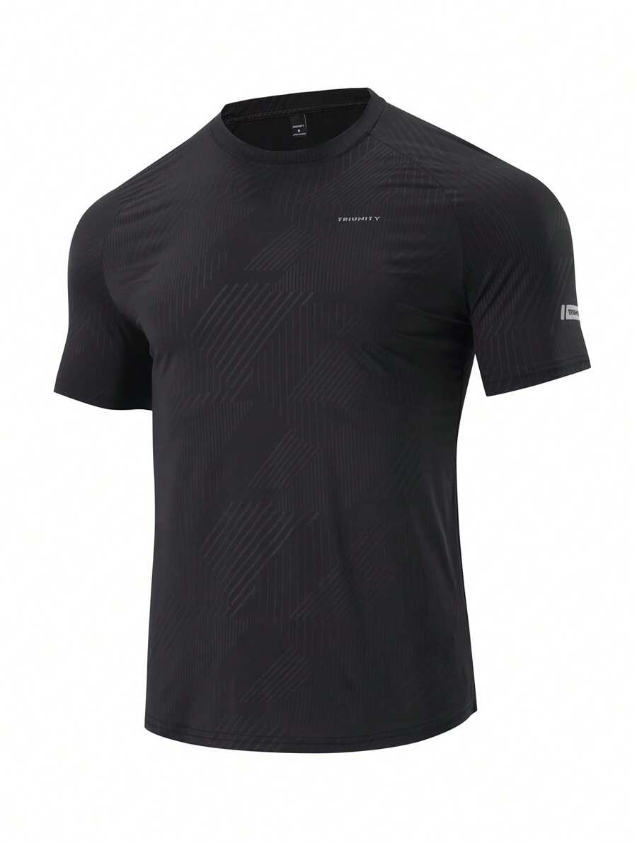 Manfinity Sport Polished Camiseta deportiva de manga corta con cuello redondo y manga raglán con estampado de letras para hombre