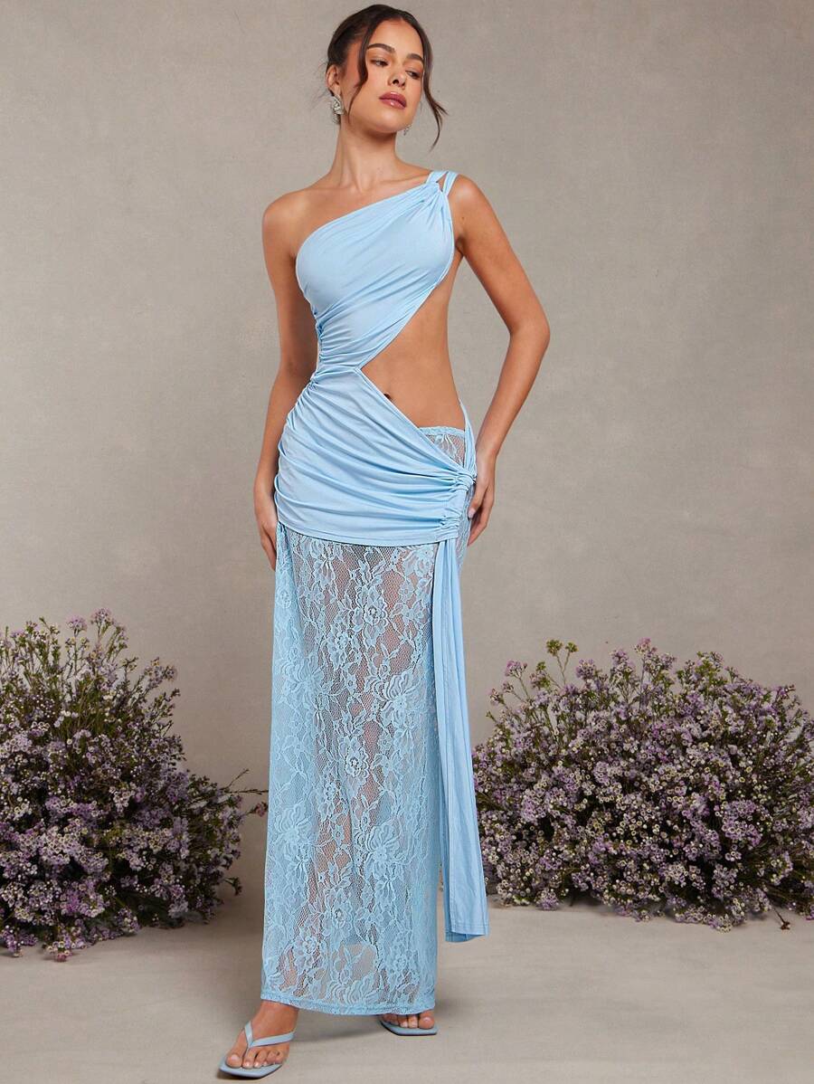 L'Amorae 2pcs Women Lace Set In Solid Color, Casual & Fashionable Daily Wear