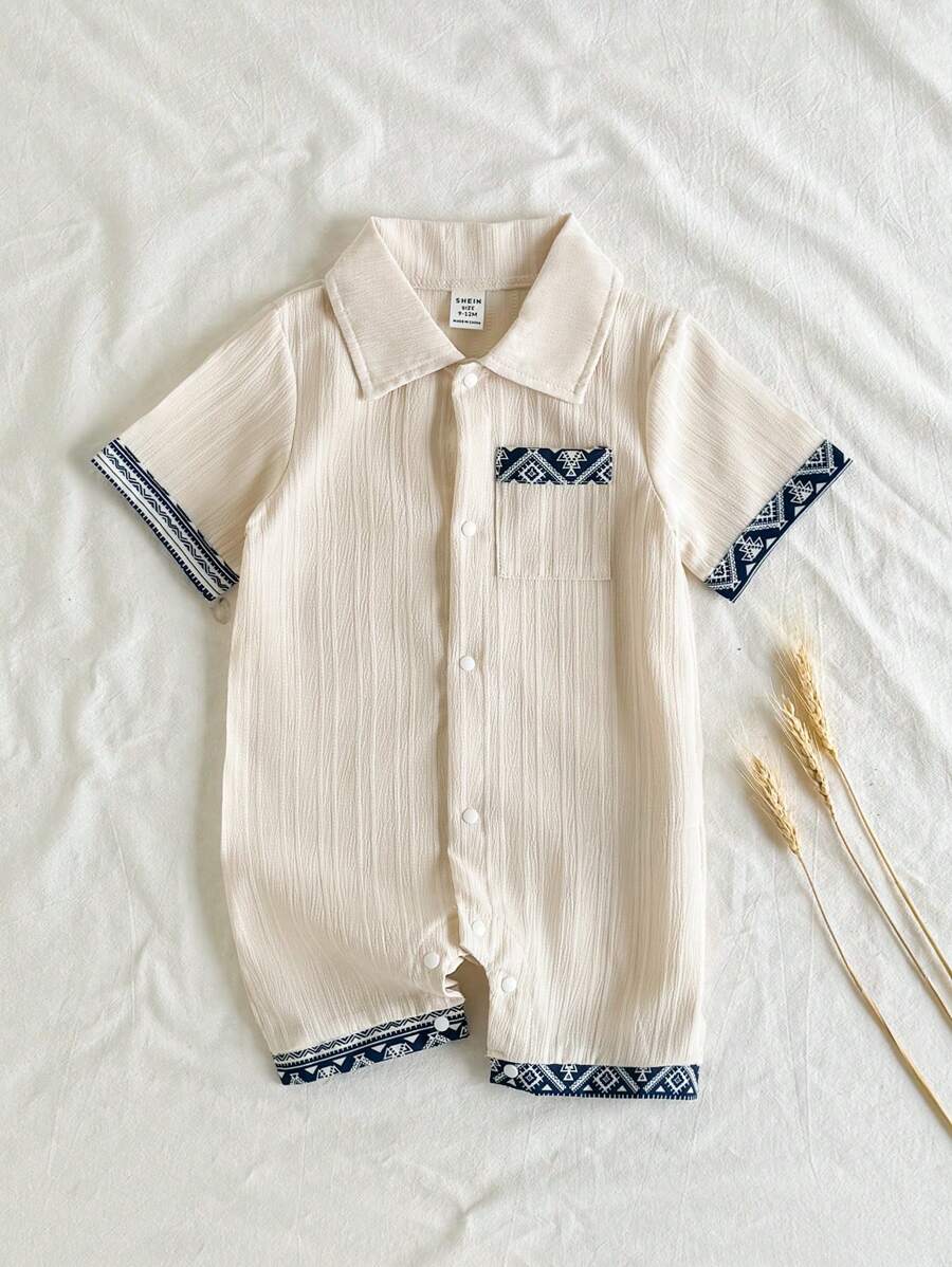 SHEIN Vintaside Kids 1 pieza Pelele de bebé niño con manga corta