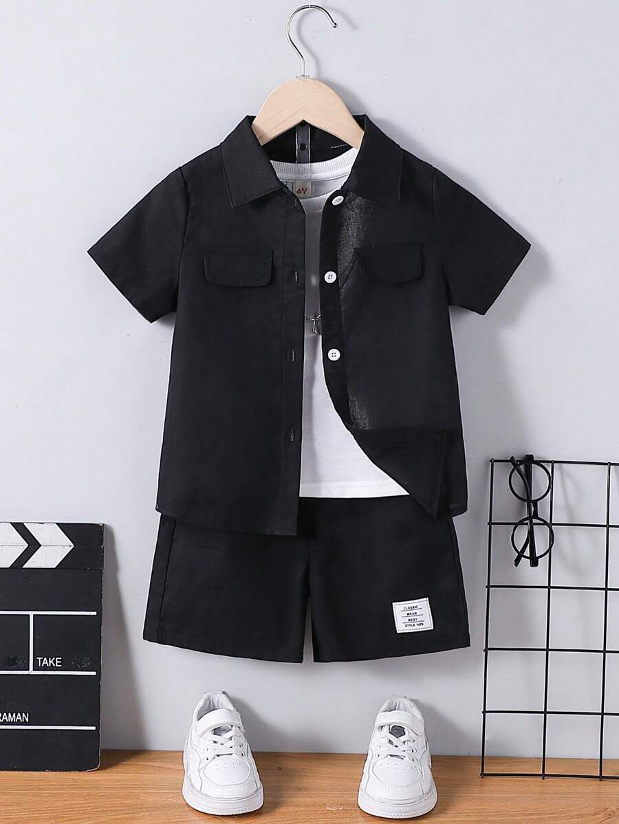 Set de 2 bucăți pentru băiat, ocazional, cu mâneci scurte și pantaloni scurți