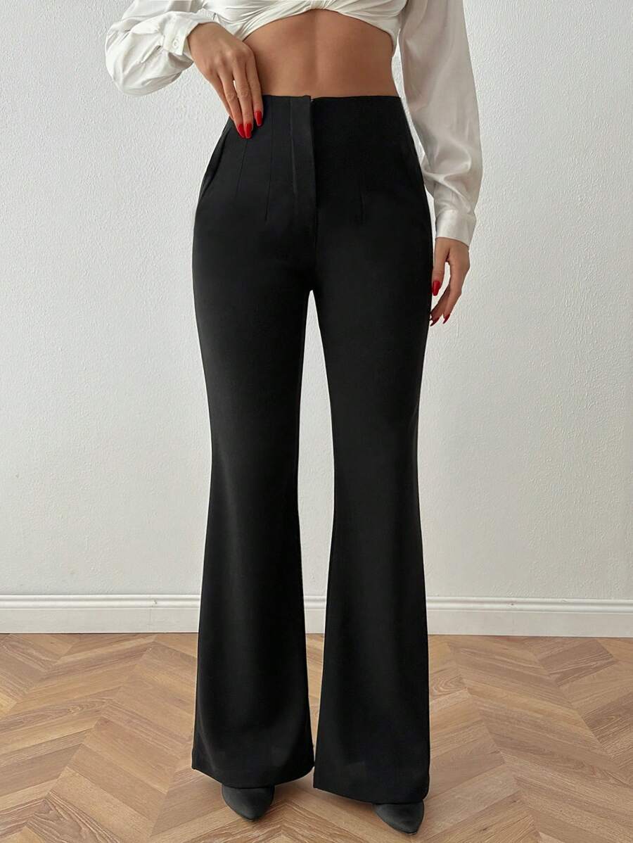 SHEIN Tall Dames high waisted effen kleur wijde pijpen broek
