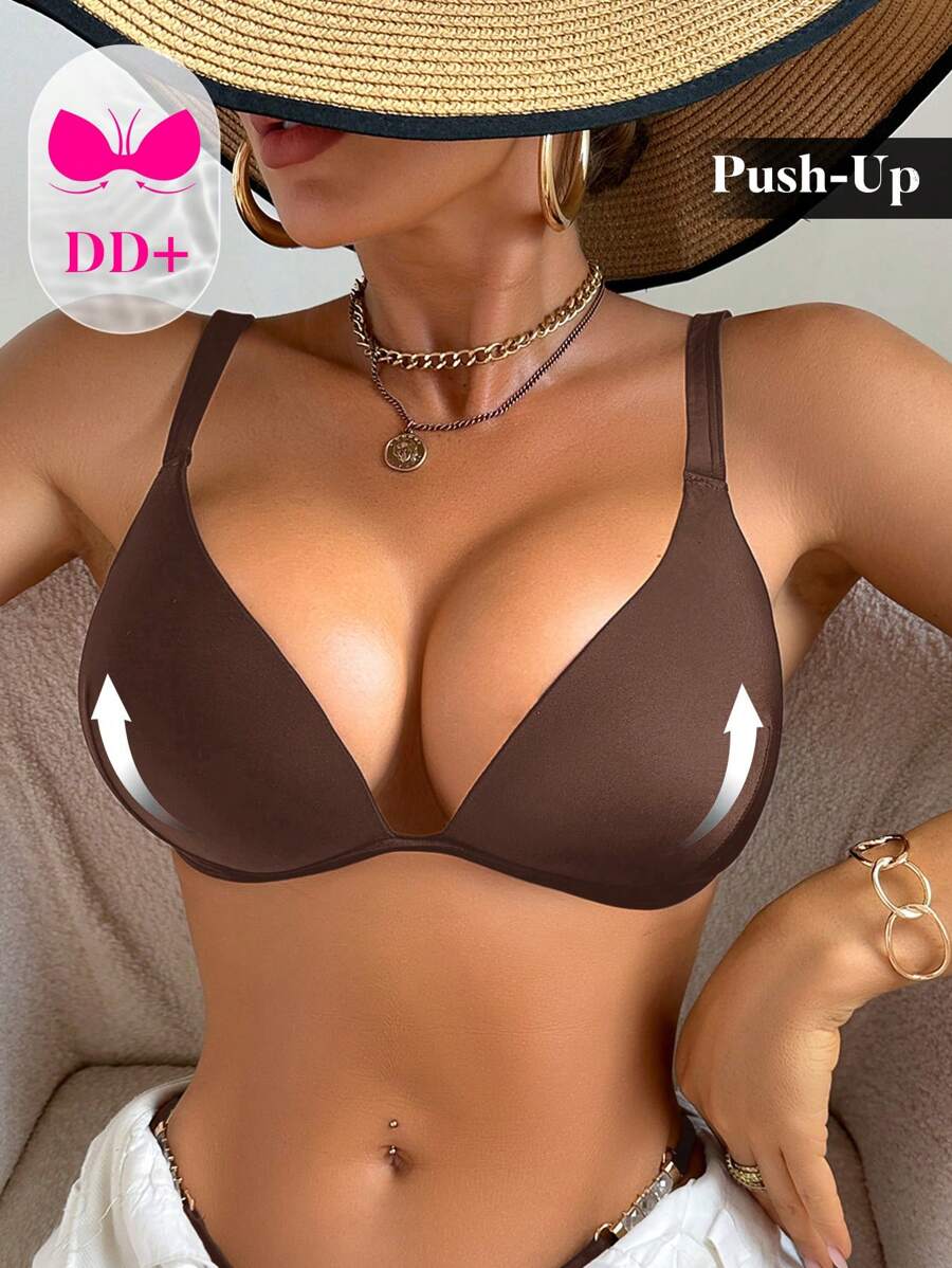 Swim DD+ DD+ Cup Women Molded Shelf Bra One Piece Swimwear Top