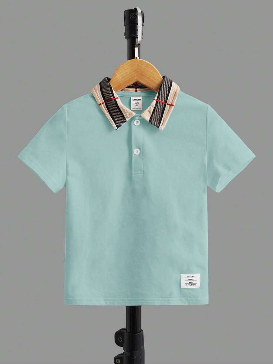 SHEIN Jungen gestreiftes Poloshirt mit Kurzarm für den Alltag