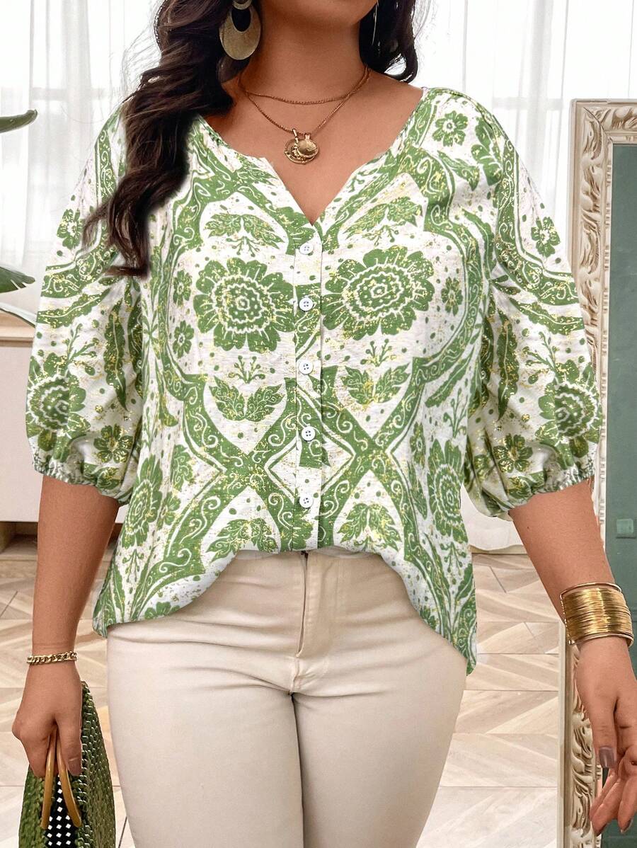 EMERY ROSE Plus Size Simple Fashion Casual Daily Wear Shirt