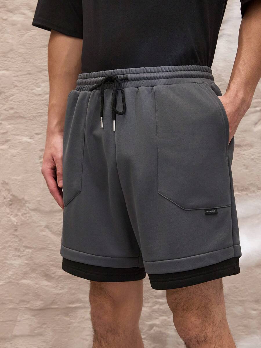 Manfinity VCAY Men's Knit Fashion Casual Daily Loose Patchwork Shorts