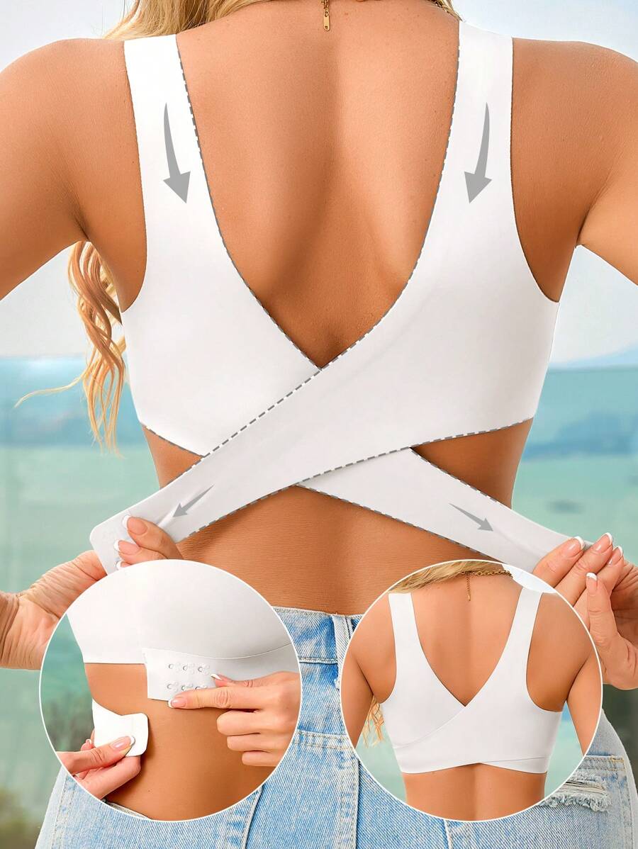 NudeFit 1 pieza Sujetador bandeau sin acolchado, elegante, transpirable y cómodo con espalda cruzada para mujer