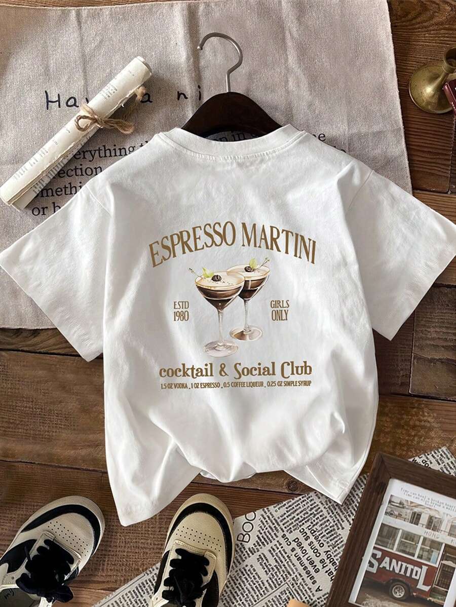 INAWLY Camiseta casual de manga corta con cuello redondo y estampado de eslogan para mujer