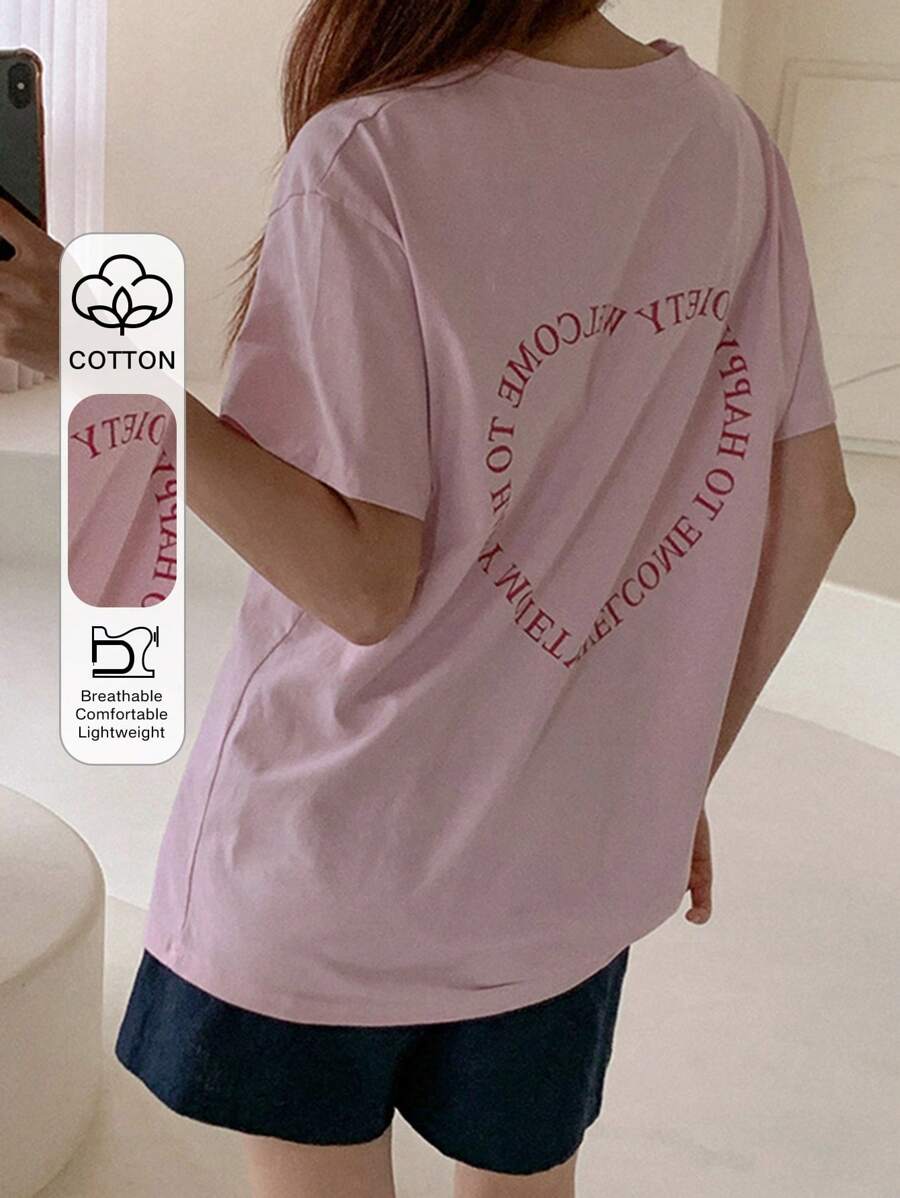 DAZY Women's Round Neck Letter Printed T-Shirt, WELCOME TO HAPPY Summer,Graphic Tees,Back To School Clothes